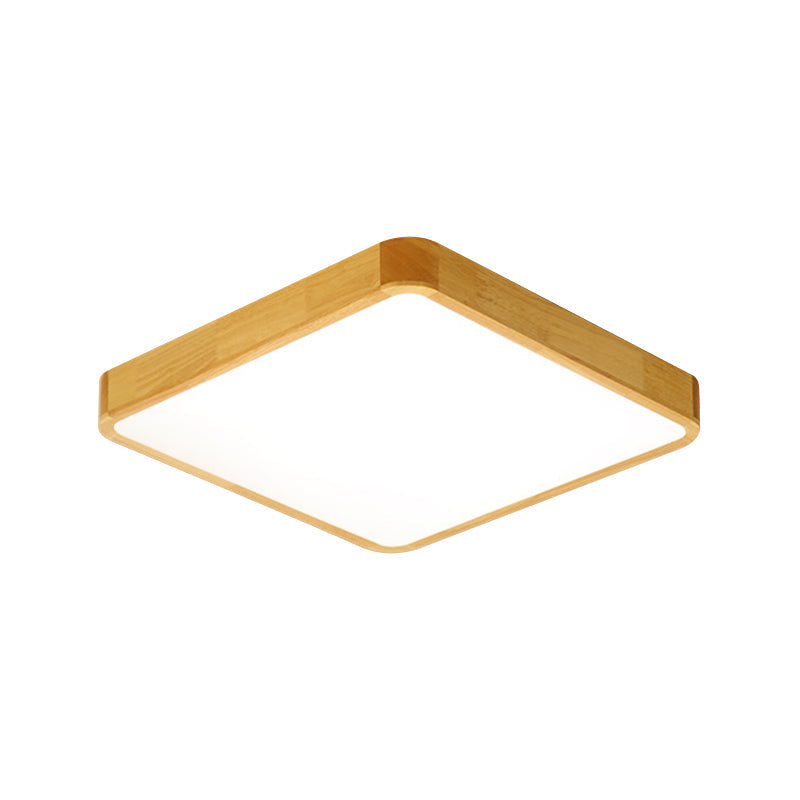 Modern Led Flush Mount Fixture - Beige Square Ceiling Light With Acrylic Shade Warm/White Available