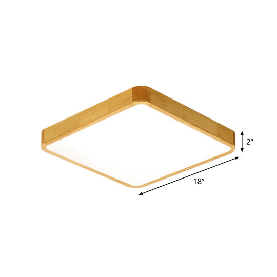 Modern Led Flush Mount Fixture - Beige Square Ceiling Light With Acrylic Shade Warm/White Available