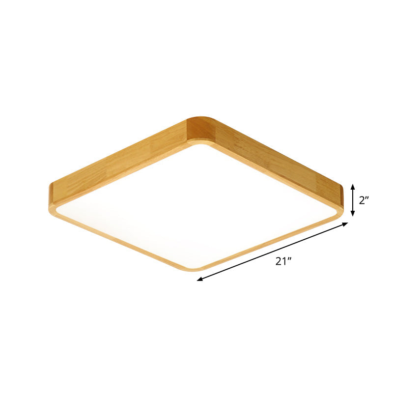 Modern Led Flush Mount Fixture - Beige Square Ceiling Light With Acrylic Shade Warm/White Available