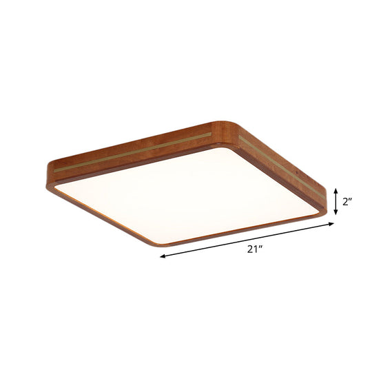 Brown Modern Square/Rectangle Ceiling Light Acrylic LED Flush Mount - 17"/21"/25.5" Length