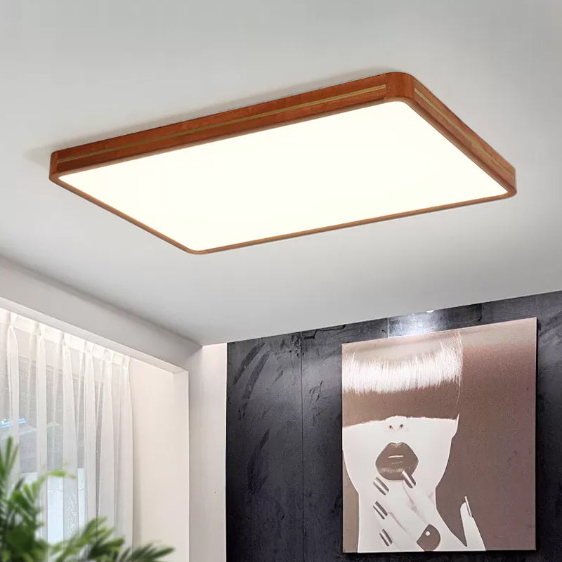 Brown Modern Square/Rectangle Ceiling Light Acrylic LED Flush Mount - 17"/21"/25.5" Length