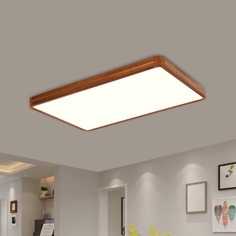 Brown Modern Square/Rectangle Ceiling Light Acrylic LED Flush Mount - 17"/21"/25.5" Length