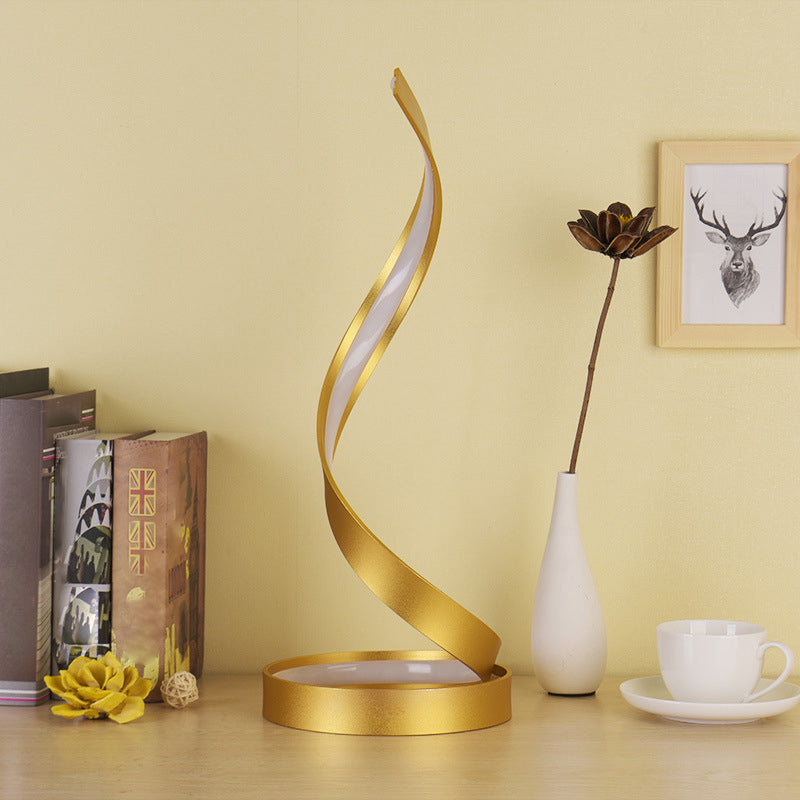 Giulia - Gold Metallic LED Spiral Ribbon Bedroom Night Table Light