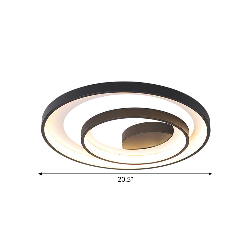 Circle Ceiling Lamp - Metallic Flush Mount Lighting in Black with Warm/White LED Light - 16.5"/20.5" W - Ideal for Sleeping Rooms