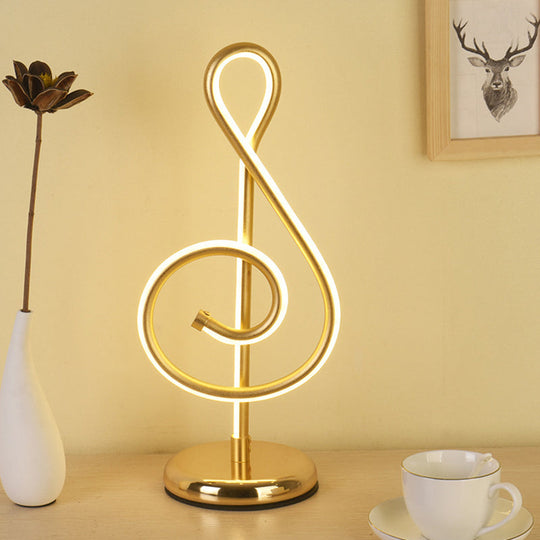 Minimalistic Black/White/Gold Musical Note Led Desk Lamp With Warm/White Light Gold / Warm