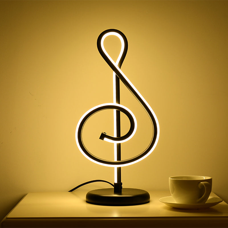 Minimalistic Black/White/Gold Musical Note Led Desk Lamp With Warm/White Light Black / Warm