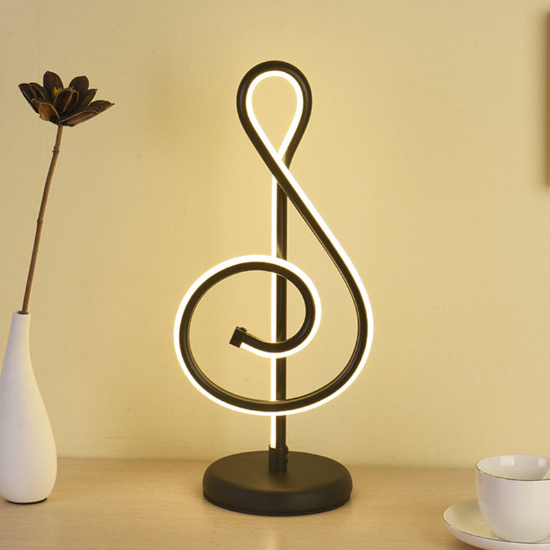 Minimalistic Black/White/Gold Musical Note Led Desk Lamp With Warm/White Light