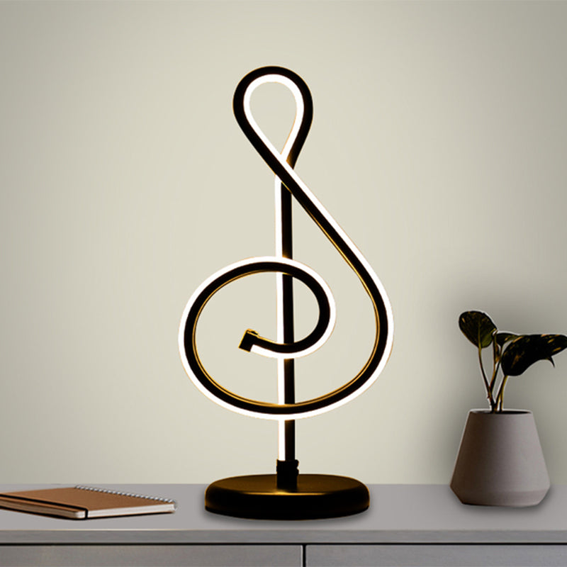 Minimalistic Black/White/Gold Musical Note Led Desk Lamp With Warm/White Light