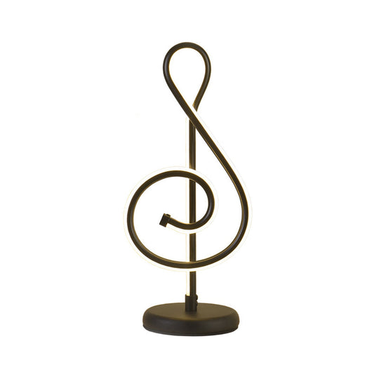 Minimalistic Black/White/Gold Musical Note Led Desk Lamp With Warm/White Light