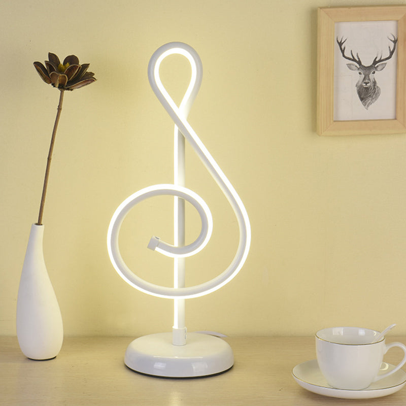 Minimalistic Black/White/Gold Musical Note Led Desk Lamp With Warm/White Light White /