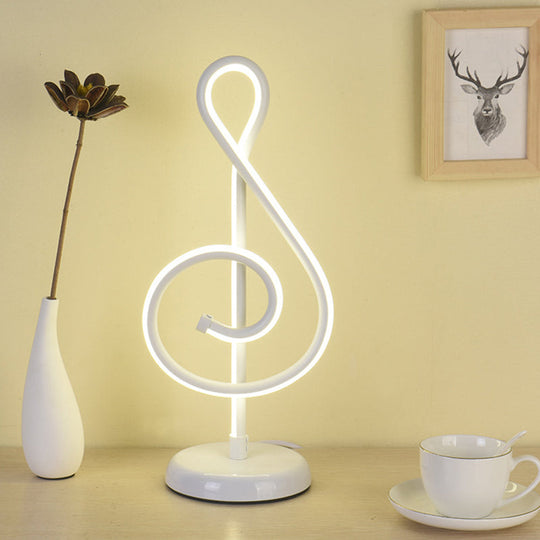 Minimalistic Black/White/Gold Musical Note Led Desk Lamp With Warm/White Light White /