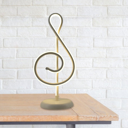 Minimalistic Black/White/Gold Musical Note Led Desk Lamp With Warm/White Light