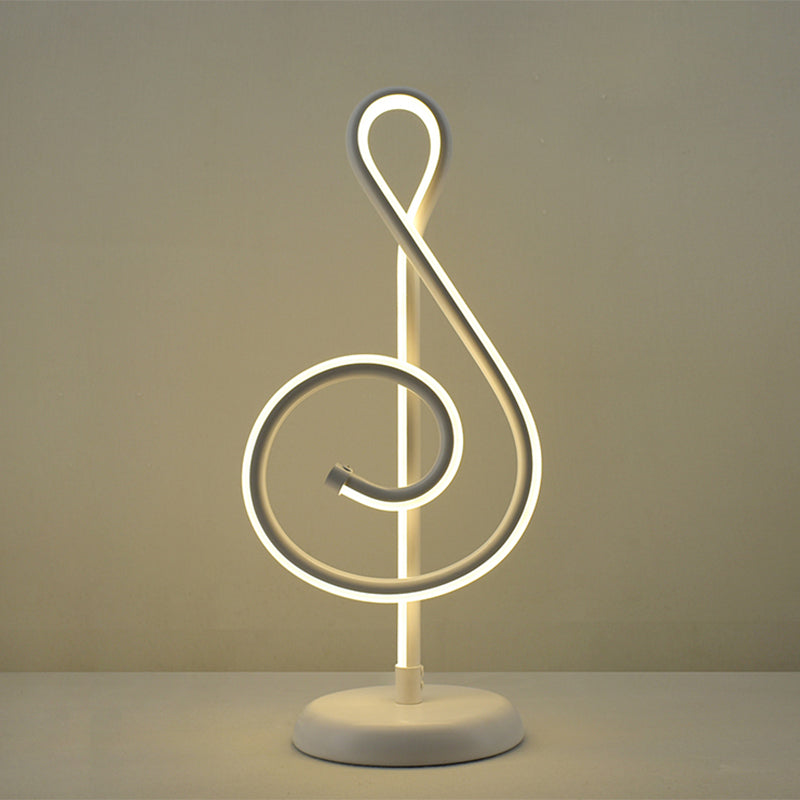 Minimalistic Black/White/Gold Musical Note Led Desk Lamp With Warm/White Light