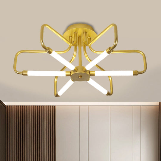 Modern Black/Gold Led Floral Frame Ceiling Lamp In Warm/White Light 24.5/39 Wide