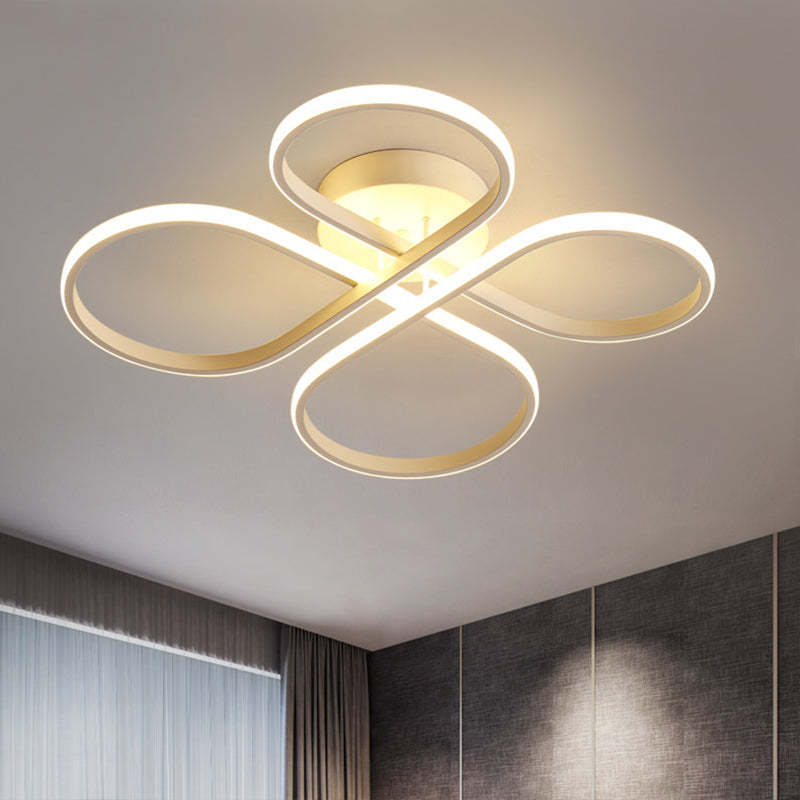 Sleek Led Semi Flush White Floral Close To Ceiling Light Acrylic Shade Warm/White - 23/27.5 W