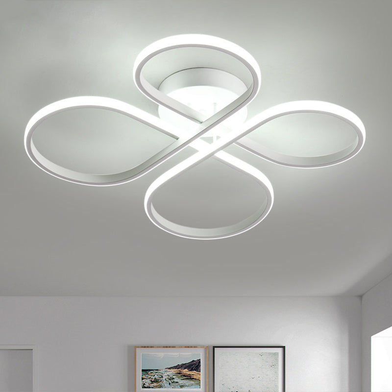 Sleek Led Semi Flush White Floral Close To Ceiling Light Acrylic Shade Warm/White - 23/27.5 W