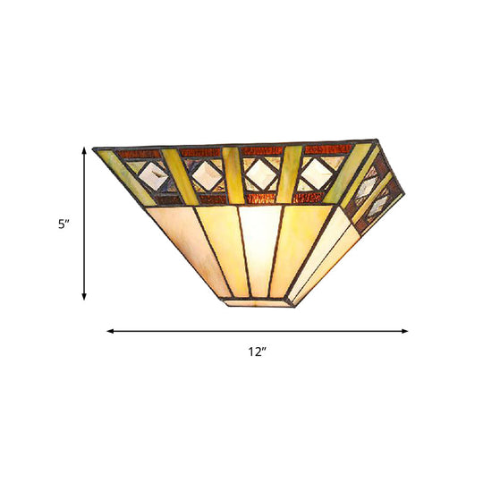 Stained Glass Wall Sconce With Trapezoid Shade - Perfect For Bedroom Lighting