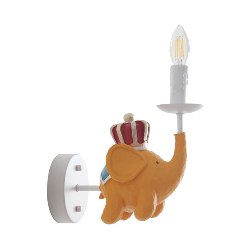 Elephant Foyer 1 Light Metal Candle Wall Lamp - White Finish