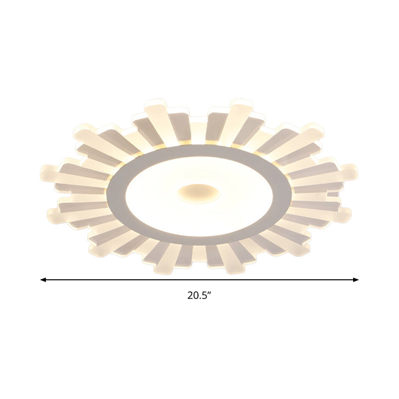 Modern White Acrylic Sun Shape Flush Light - Office Ceiling Mount