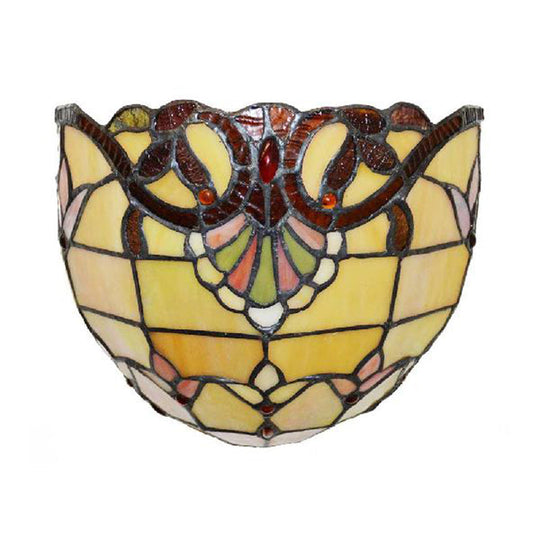 Yellow Glass Victorian Wall Sconce With Bowl Shade - Elegant Bedroom Lighting