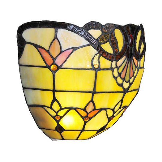 Yellow Glass Victorian Wall Sconce With Bowl Shade - Elegant Bedroom Lighting