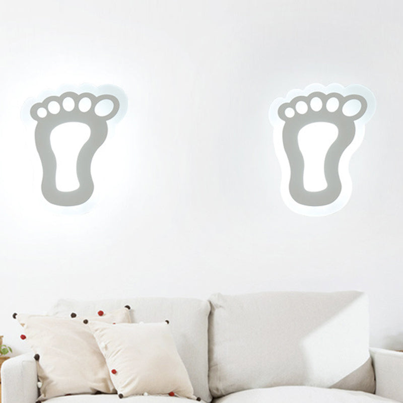 Modern White Acrylic Led Wall Lamp For Stairs - Flat Cartoon Shape Stylish Design