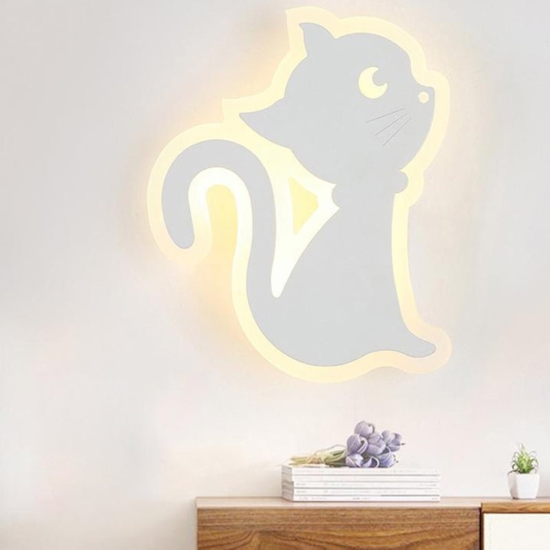 Adorable Animal Slim Wall Sconce - Acrylic White Led Light For Nursery Or Kindergarten / A Warm