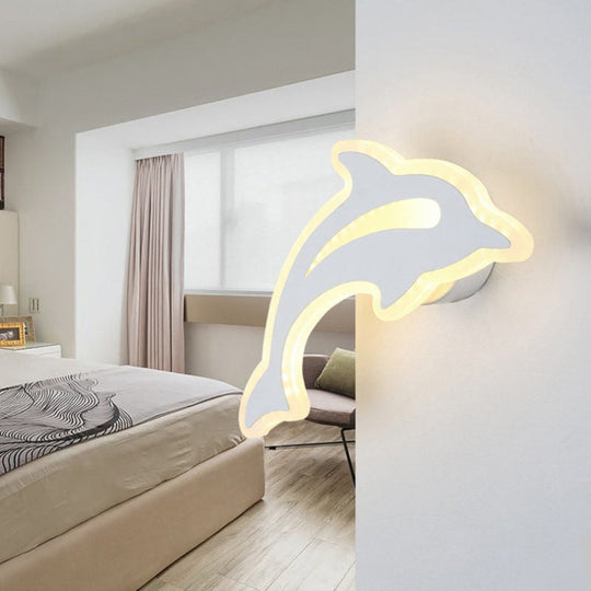 Adorable Animal Slim Wall Sconce - Acrylic White Led Light For Nursery Or Kindergarten