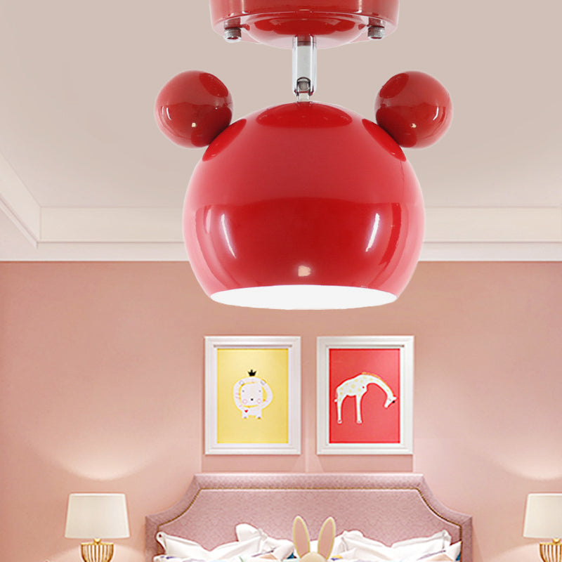 Rotating Bear Head Ceiling Lamp - Stylish Macaron Loft Metal Light for Balconies