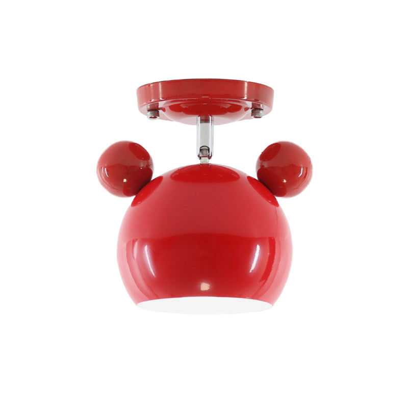 Rotating Bear Head Ceiling Lamp - Stylish Macaron Loft Metal Light for Balconies