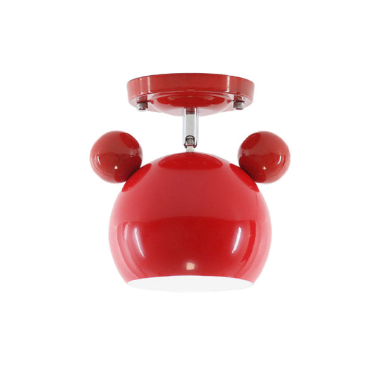 Rotating Bear Head Ceiling Lamp - Stylish Macaron Loft Metal Light For Balconies