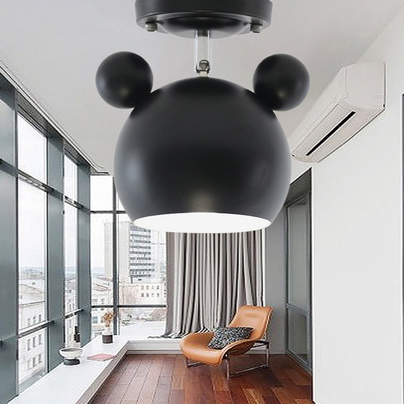 Rotating Bear Head Ceiling Lamp - Stylish Macaron Loft Metal Light for Balconies