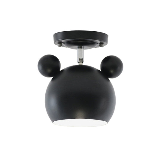 Rotating Bear Head Ceiling Lamp - Stylish Macaron Loft Metal Light for Balconies