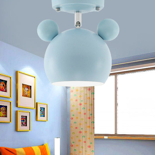 Rotating Bear Head Ceiling Lamp - Stylish Macaron Loft Metal Light for Balconies