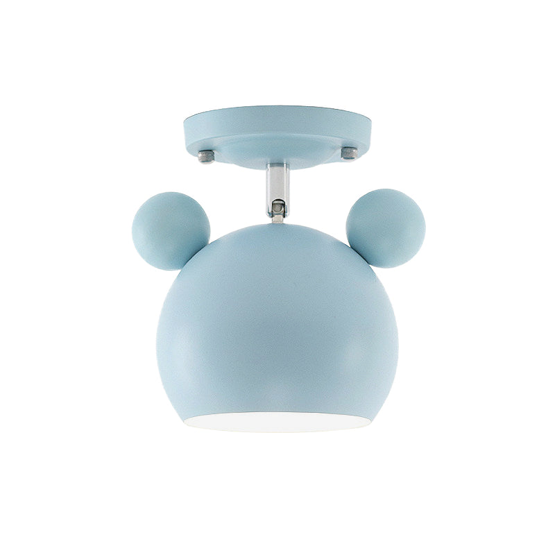 Rotating Bear Head Ceiling Lamp - Stylish Macaron Loft Metal Light for Balconies