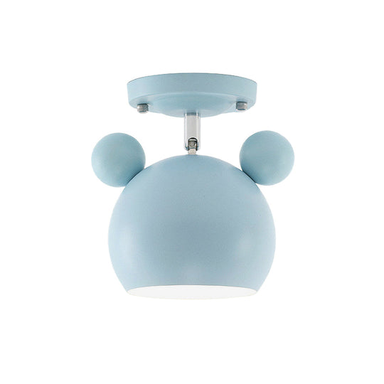 Rotating Bear Head Ceiling Lamp - Stylish Macaron Loft Metal Light for Balconies