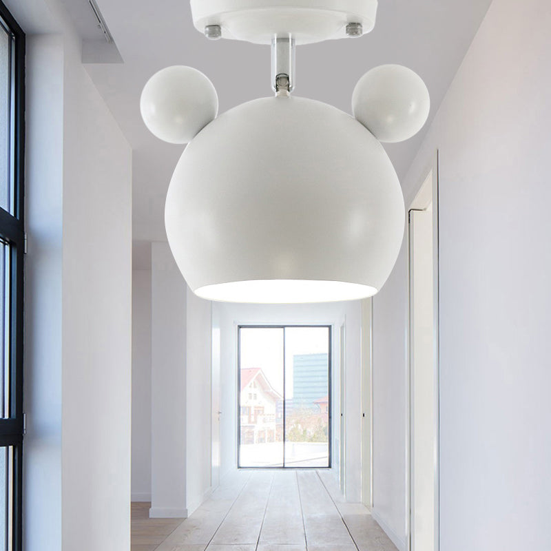 Rotating Bear Head Ceiling Lamp - Stylish Macaron Loft Metal Light for Balconies