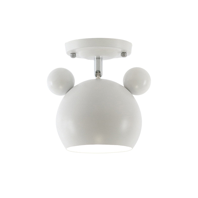 Rotating Bear Head Ceiling Lamp - Stylish Macaron Loft Metal Light for Balconies