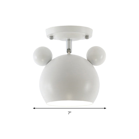 Rotating Bear Head Ceiling Lamp - Stylish Macaron Loft Metal Light for Balconies