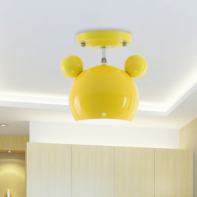 Rotating Bear Head Ceiling Lamp - Stylish Macaron Loft Metal Light for Balconies