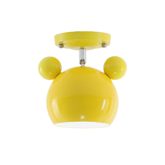 Rotating Bear Head Ceiling Lamp - Stylish Macaron Loft Metal Light for Balconies