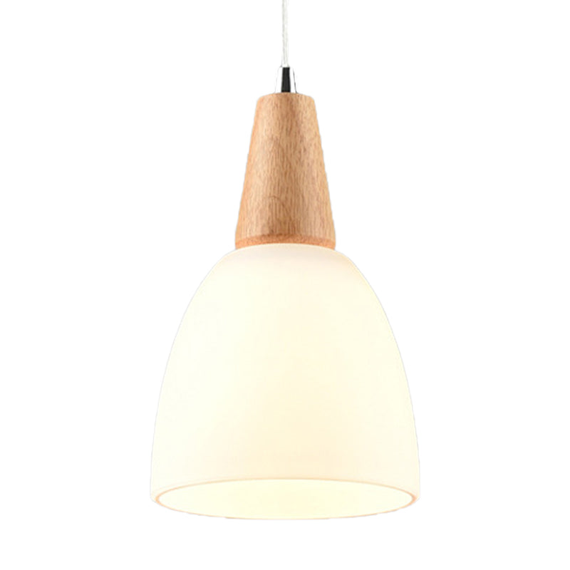 Bowl Drop Pendant 1/2/3-Head Nordic Hanging Lamp Kit - Matte White Glass Beige Dining Room Lighting