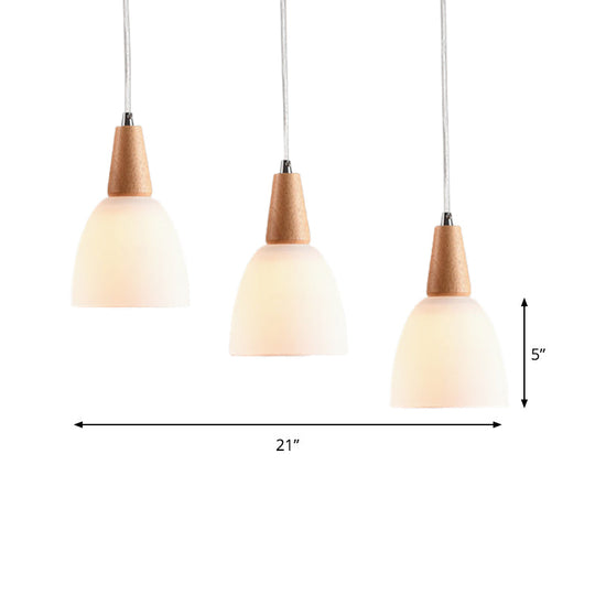 White Glass Bell Shape Pendant Ceiling Light - 1/2/3 Lights Simple Style Fixture