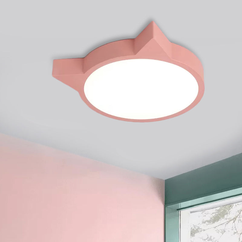 Stylish Kitten Macaron Ceiling Light - Acrylic Candy Colored Flush Mount for Kids' Bedroom