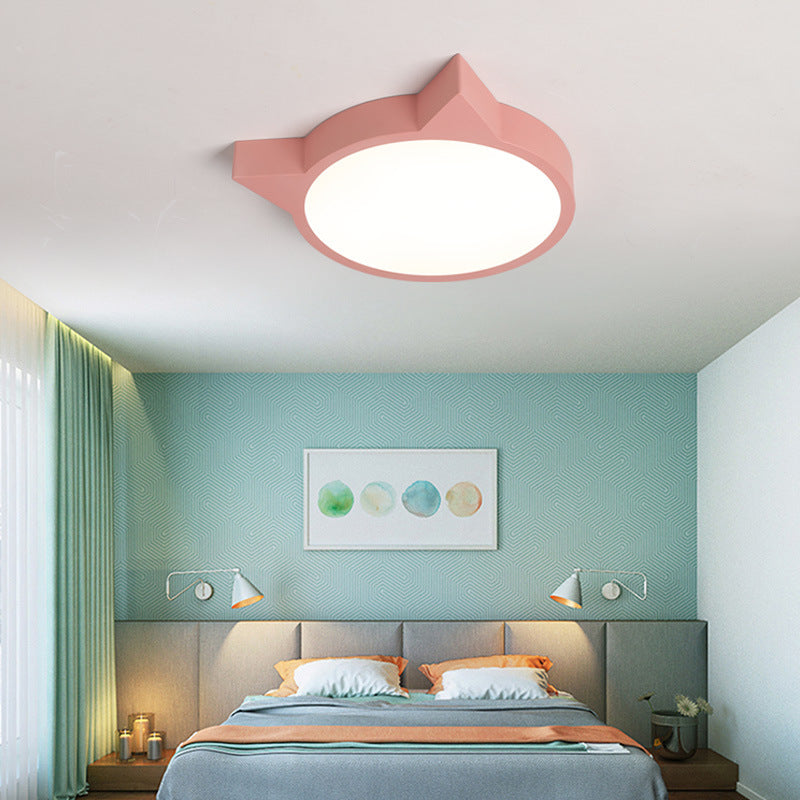 Stylish Kitten Macaron Ceiling Light - Acrylic Candy Colored Flush Mount for Kids' Bedroom