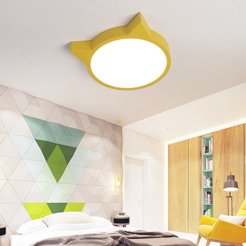 Stylish Kitten Macaron Ceiling Light - Acrylic Candy Colored Flush Mount for Kids' Bedroom