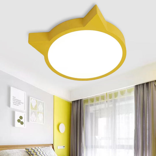 Stylish Kitten Macaron Ceiling Light - Acrylic Candy Colored Flush Mount for Kids' Bedroom