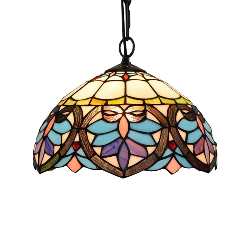 Tiffany Style Stained Glass Hanging Lamp: Colorful Pendant for Dining Room