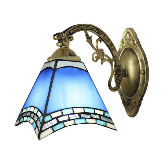 Blue Stained Glass Geometric Ceiling Pendant For Dining Room Décor