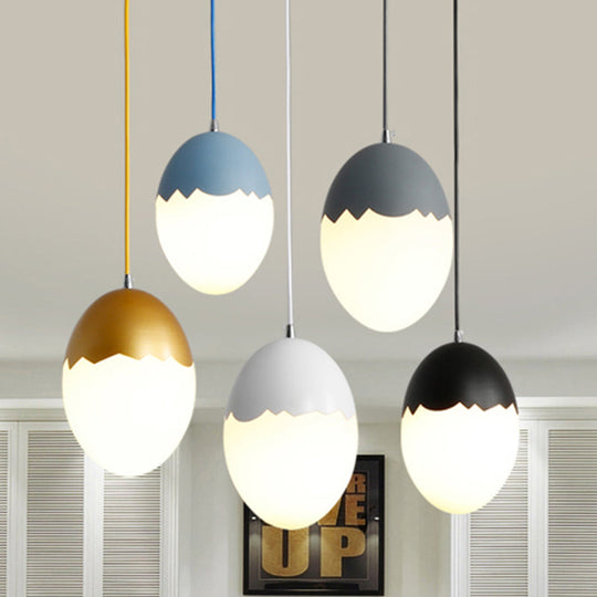 Sleek Eggshell Acrylic Metal Suspension Light For Modern Dining Rooms